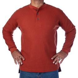 Smith Extended Tail Mini Thermal Knit Henley Pullover - Rust