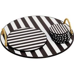 Sottobicchieri In Legno Bianco E Nero In Set Di 8 Pezzi Sottobicchiere