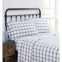 Truly Soft Bristol Plaid Bed Sheet White, Black (33.02x)