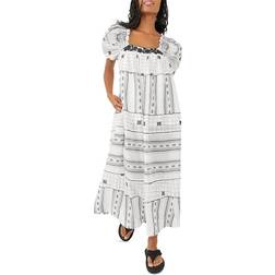 Free People Jamie Embroidered Cotton Maxi Dress - Black/White