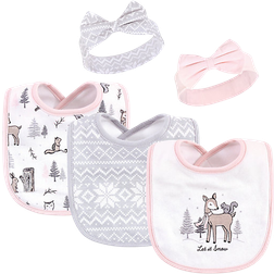 Hudson Cotton Bib and Headband or Caps Set 5-pack Winter Forest