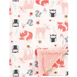 Hudson Plush Blanket with Sherpa Back Girl Pink Forest