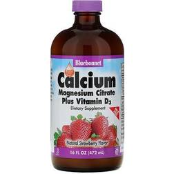 Bluebonnet Nutrition Liquid Calcium Magnesium Citrate Plus Vitamin D3 Natural Strawberry 16 fl oz