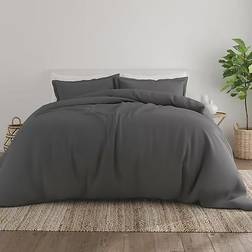 Garment Washed Solid 3-pack Duvet Cover Gray (284.48x248.92cm)