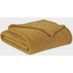 Brooklyn Loom Marshmallow Sherpa Blankets Yellow (228.6x172.72cm)