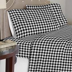 Pointehaven Flannel Bed Sheet Black, White (254x177.8cm)