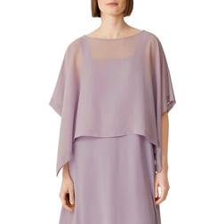 Eileen Fisher Bateau Neck Silk Crop Poncho - Misty Lilac