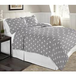 Pointehaven Flannel Bed Sheet Grey, White (254x213.36cm)