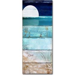 Trademark Fine Art Beach Moonrise Framed Art 10x24"