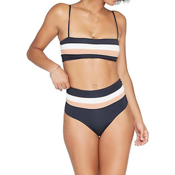 L*Space Rebel Stripe Bikini Top - Black/Cream/Chestnut