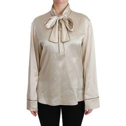 Dolce & Gabbana DG Sleeve Top Queen Silk Satin Blouse IT40