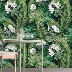 Muriva Wallpaper Eden Black and Dark Green Dutch Wallcoverings