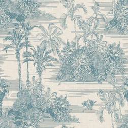 Muriva Tapet Tropical beige och ljusblå