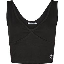 Calvin Klein Ribbed Crop Tank Top - Black