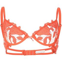 Fleur Du Mal Lily Embroidery Plunge Demi Bra - Orange