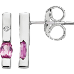 White Ice Accent Earrings - Silver/Tourmaline