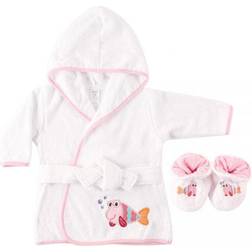 Luvable Friends Bath Robe with Slippers - Pink Fish