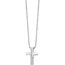 White Ice Accent Cross Pendant Necklace - Silver/Diamonds