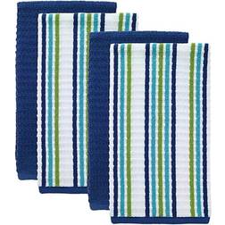 T-fal Solid and Stripe Waffle Terry Kitchen Towel Blue (26x16)