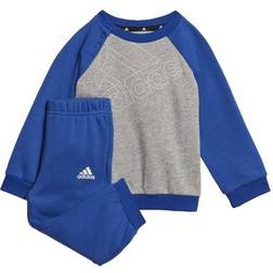 Adidas Infant Essentials Logo Sweatshirt & Pants Gender Neutral - Medium Grey Heather/Royal Blue (HM6599)