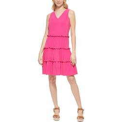 Tommy Hilfiger Tiered Jersey Shift Dress - Hibiscus