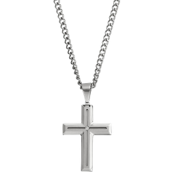 C&C Jewelry Accent Cross Pendant Necklace - Silver/Diamond