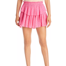 LoveShackFancy Ruffled Mini Skirt - Hot Pink Combo