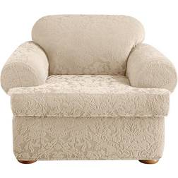 Sure Fit Stretch Jacquard Damask Loose Armchair Cover Beige