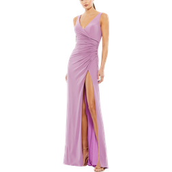 Mac Duggal Ruched Stretch Jersey V-Neck Gown - Lilac