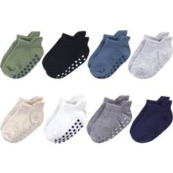 Touched By Nature Organic Cotton Socks with Non-Skid Gripper for Fall Resistance - Solid Blue Black (10763141)