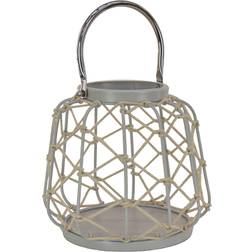 National Tree Company Small Metal and Jute Outdoor Gray Lantern