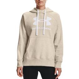 Under Armour Rival Fleece Logo Hoodie Women's - Oatmeal Light Heather/White