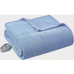 Beautyrest Heated Ribbed Micro Fleece Blankets Blue (213.36x157.48)