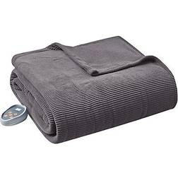 Beautyrest Heated Ribbed Micro Fleece Blankets Gray (228.6x213.36cm)