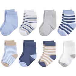 Touched By Nature Organic Cotton Socks 8-pack - Tan & Light Blue (10766403)