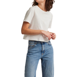 Pieces Rina Cropped Top - Bright White