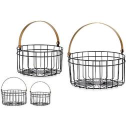 Gift Decor Cirkulær Sort Gylden Metal (2 pcs) Kurv