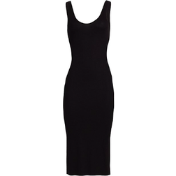 Enza Silk Ribbed Tank Dress - Black