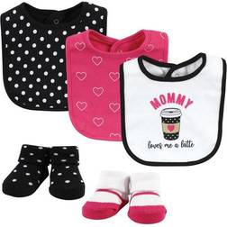 Hudson Cotton Bib and Sock Set 5-pack Mommy Latte