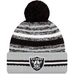 New Era Las Vegas Raiders 2021 NFL Sideline Sport Official Pom Cuffed Knit Beanie Sr