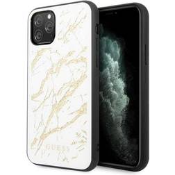 Guess GUHCN65MGGWH iPhone 11 Pro Max baltas baltas kietas deklas Glitter Marble Glass