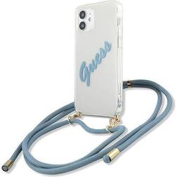 Guess Skal iPhone 12 Mini Script Vintage Strap Blå