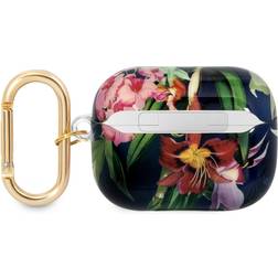Guess AirPods Pro Cover Flower Print & Gold Hook Blå
