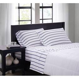 Truly Soft Ticking Bed Sheet Blue (243.84x213.36)