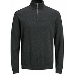 Jack & Jones Jjebasic Knit Half Zip Sweater Dark Grey Melange