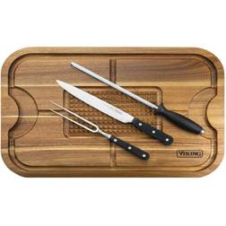 Viking Acacia Carving Board With 3-Piece Carving Set Chopping Board