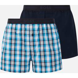 HUGO BOSS Woven Boxer Shorts With Fly - Blå/Hvit