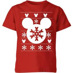 Disney Kid's Snowflake Silhouette Christmas T-shirt - Red