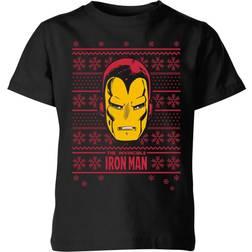 Marvel Iron Man Face Kids' Christmas T-Shirt - Grey