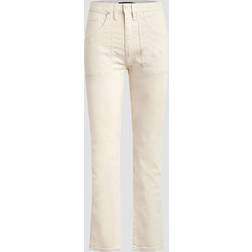 Hudson Remi High-Rise Straight-Leg Ankle Jeans Distressed Egret